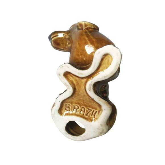 Vintage 60s Porcelain Ceramic Brazil Bloodhound Dog Serious Face Figurine Hound - Picture 6 of 6